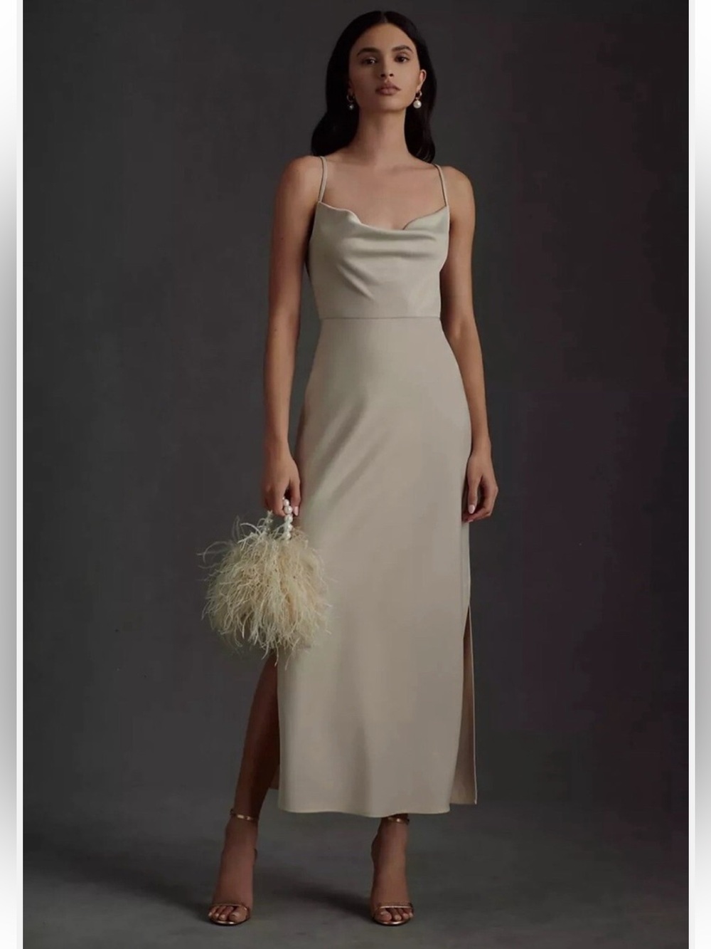 BHLDN Cali Satin Charmeuse Midi Dress